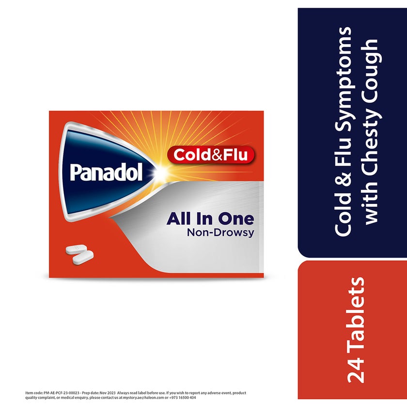 Panadol Cold & Flu - ALL IN ONE Tablets For Fever, Cold & Flu, Pack of 24's
