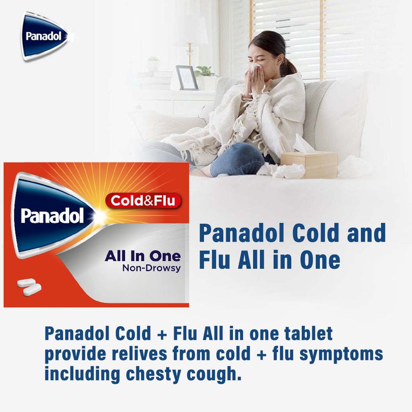Panadol Cold & Flu - ALL IN ONE Tablets For Fever, Cold & Flu, Pack of 24's