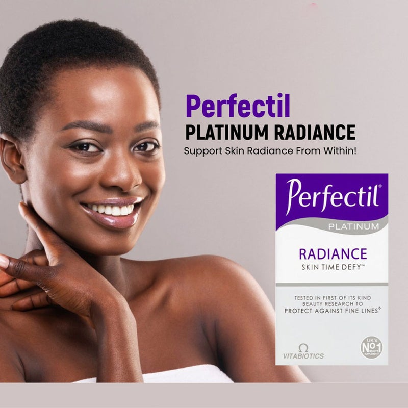 Vitabiotics Perfectil Platinum Radiance Beauty Supplement Tablets With Bio-Marine Collagen For Fine Lines Prevention, Pack of 60's