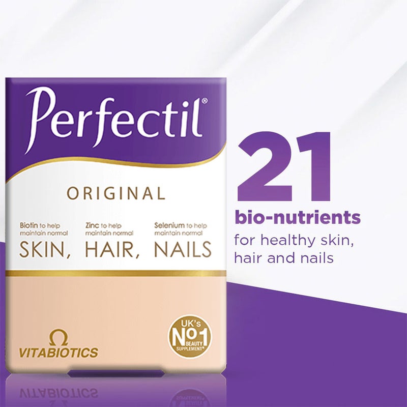 Vitabiotics Perfectil Triple Active Tablets With Biotin, Zinc & Selenium For Skin, Hair & Nails, Pack of 30's