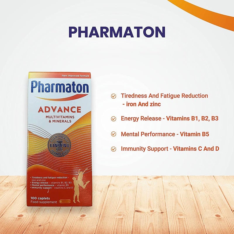 Pharmaton Vitality Multivitamins & Minerals Supplement Capsules with Ginseng, Pack of 30's