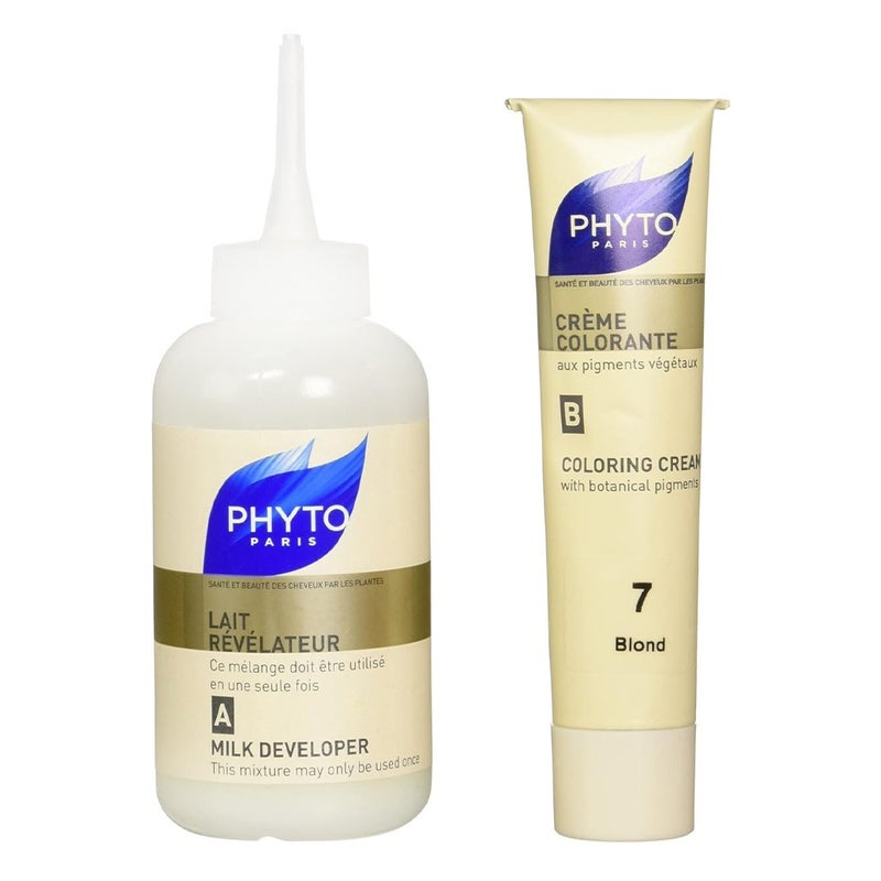 Phyto Phyto Color Permanent Hair Color Treatment Kit With Milk Developer & Colouring Cream, Shade 7 Blonde