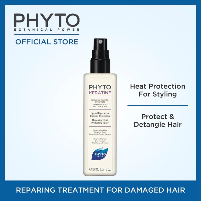 Phyto Phytokeratine Repairing Heat Protecting Leave-In Hair Spray For Damaged And Brittle Hair 150ml