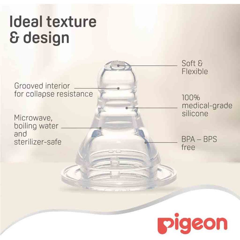 Pigeon S-Type Peristaltic Nipple, Large, Pack of 2's