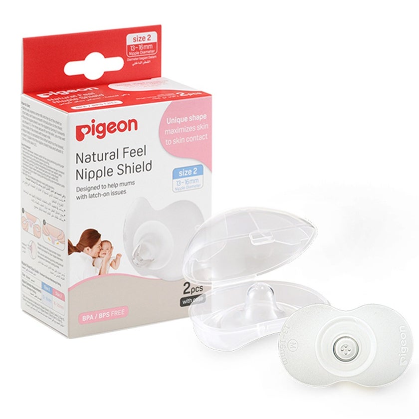Pigeon Natural Feel Nipple Shield With Case, Size 2: 13 To 16mm, Pack of 2's