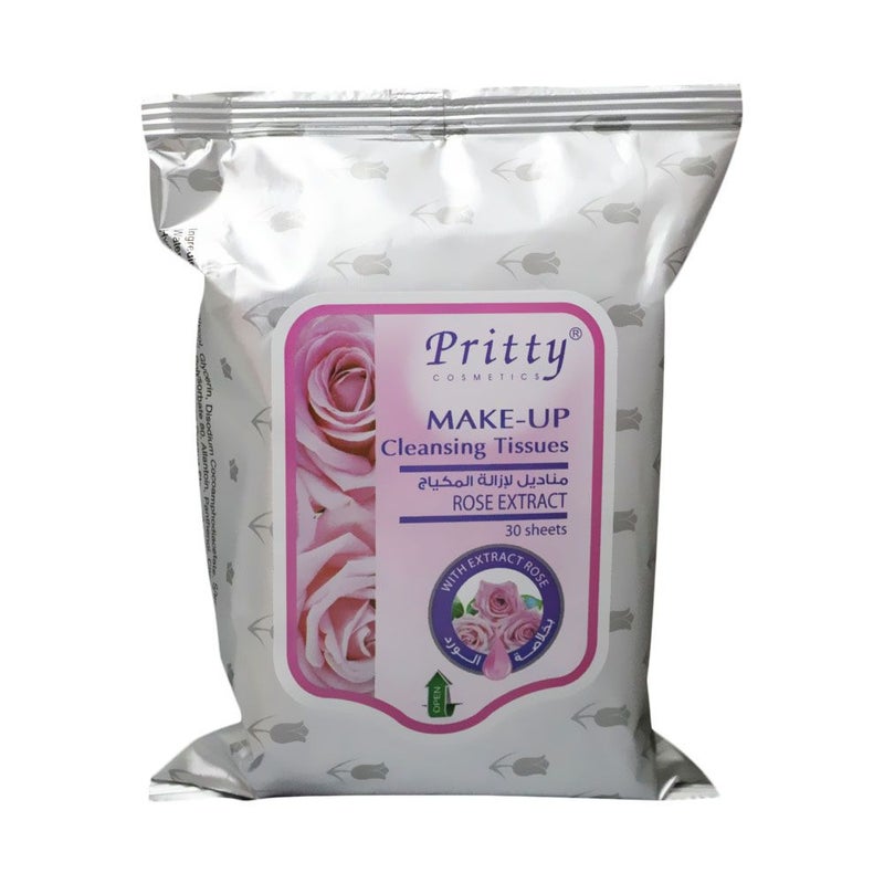 Pritty Make Up Cleansing Tissues Rose Extract 30's 3130053