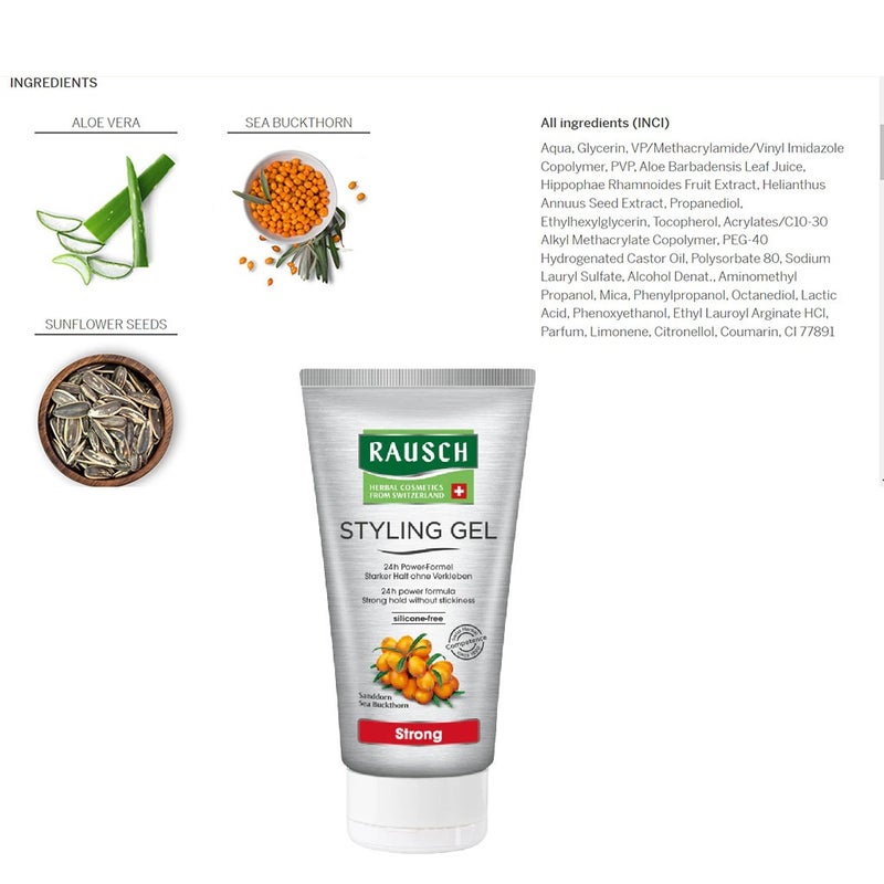 Rausch Silicone-Free Strong Hair Styling Gel 150ml