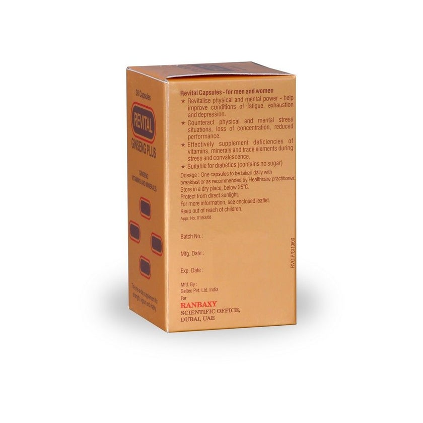 Revital Adult Multivitamin Supplement Capsules With Ginseng, Pack of 30's