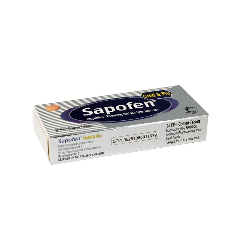 Sapofen Cold and Flu Tablets, Pack of 20's