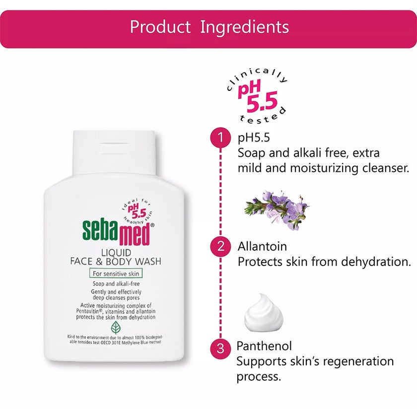 Sebamed Liquid Face & Body Wash 200ml