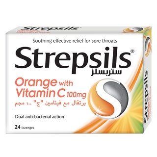 Strepsils Orange With Vitamin C 100 mg Lozenges  24's