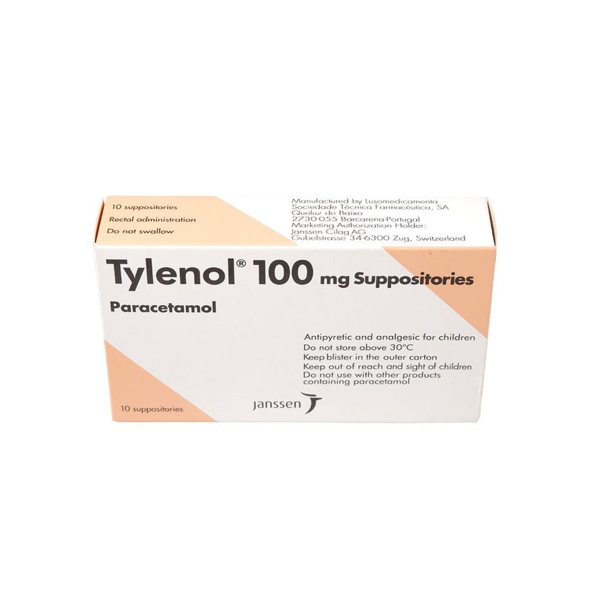 Tylenol 100mg Suppositories, Pack of 10's