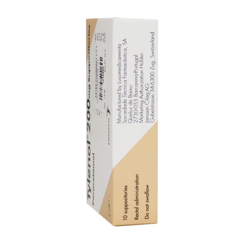 Tylenol Paracetamol 200 mg Suppositories 10's