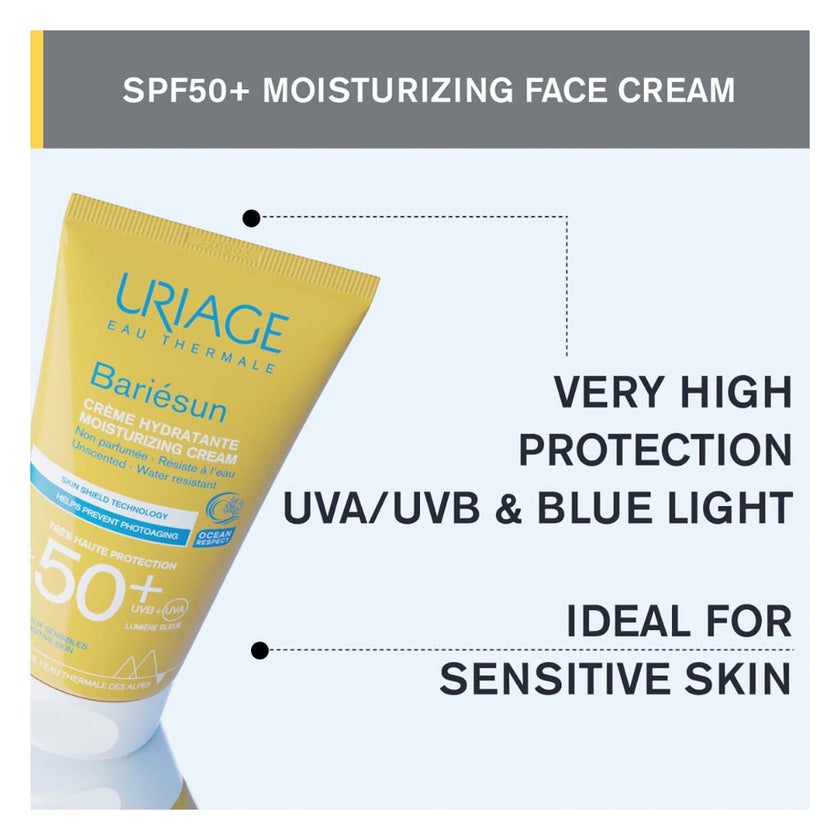 Uriage Bariesun SPF50+ Moisturizing Water- Resistant Sunscreen Cream For Sensitive Skin 50ml 