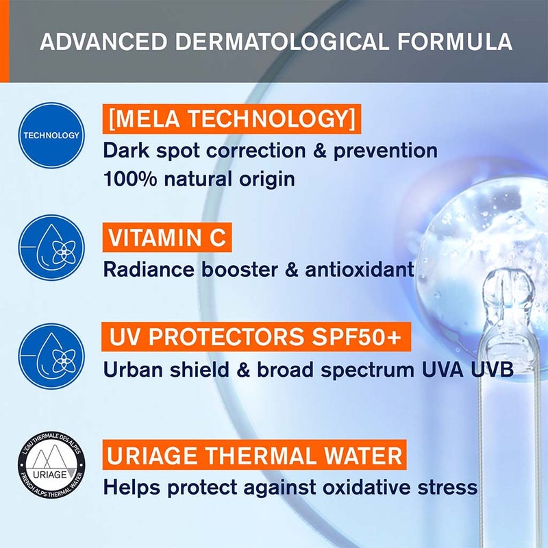 Uriage Depiderm SPF50+ Anti-Brown Spot Daytime Care Cream For All Skin Types 30ml 