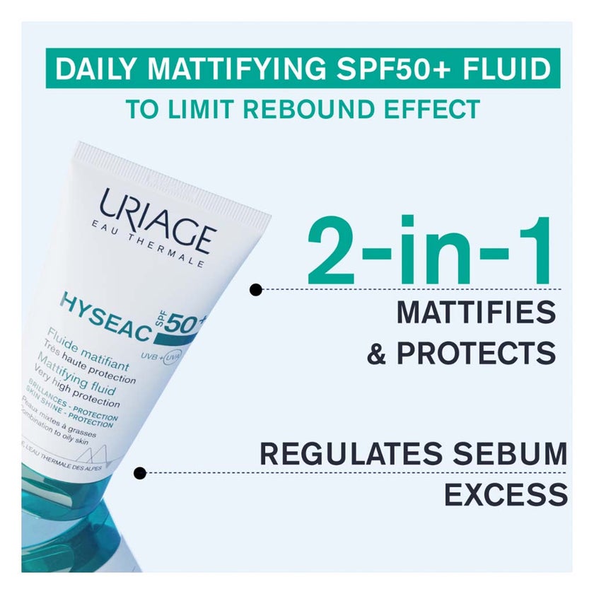 Uriage Hyseac SPF50+ Moisturising & Mattifying Sunscreen Fluid For Combination To Oily Skin 50ml