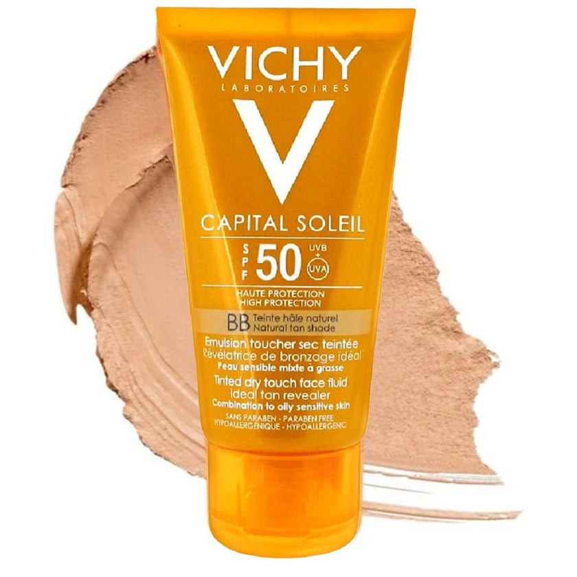 Vichy Capital Soleil BB Tinted SPF 50 Anti Shine Dry Touch Face Fluid Sunscreen For Combination To Oily Skin 50ml
