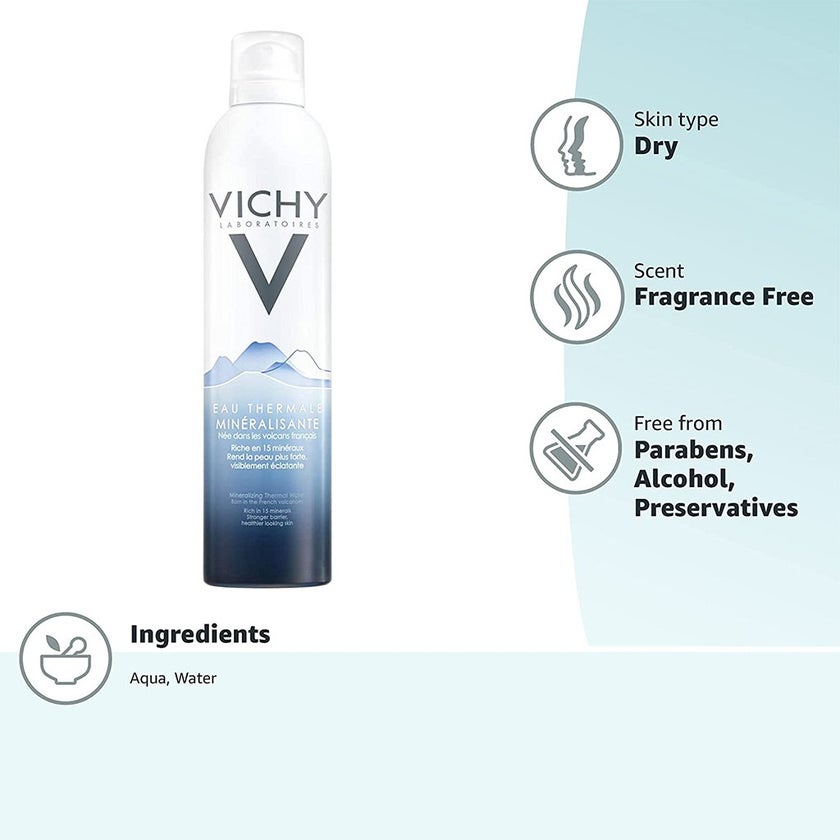 Vichy Mineralizing Thermal Water, Hydrating Volcanic Water Face Mist With Natural Antioxidants 150ml
