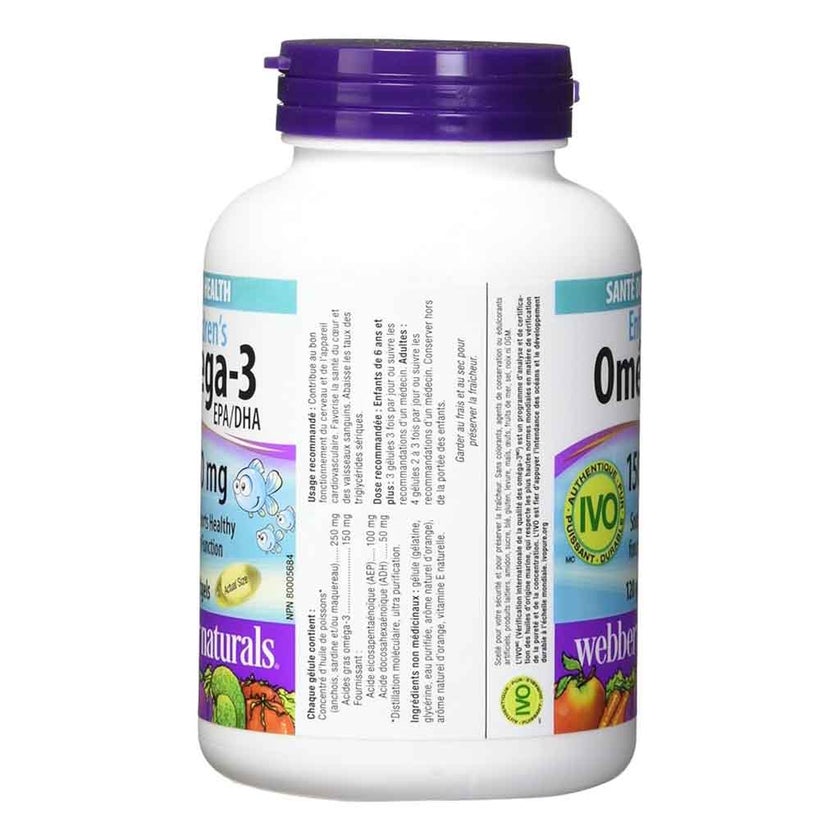 Webber Naturals Children’s Omega 3 150mg Softgels, Pack of 120’s