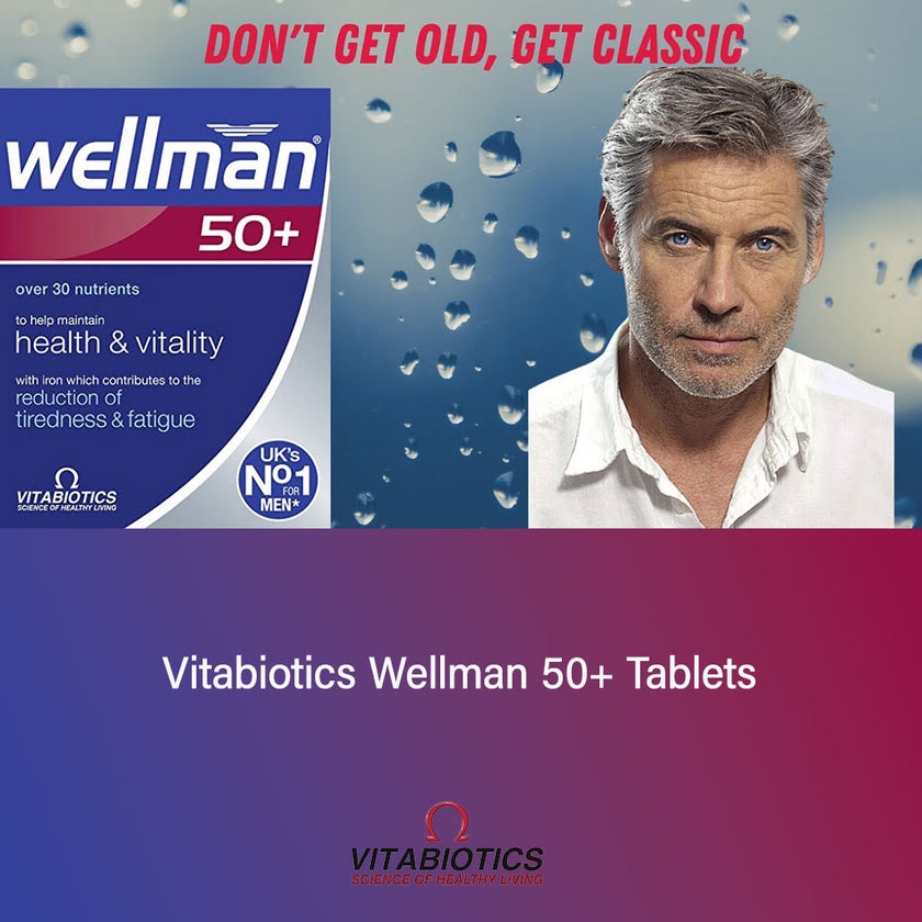 Vitabiotics Wellman 50+ Multivitamin Tablets For Men, Pack of 30's