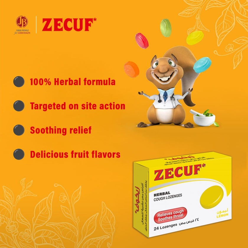 Zecuf Herbal Cough Lemon Lozenges, Pack of 24's