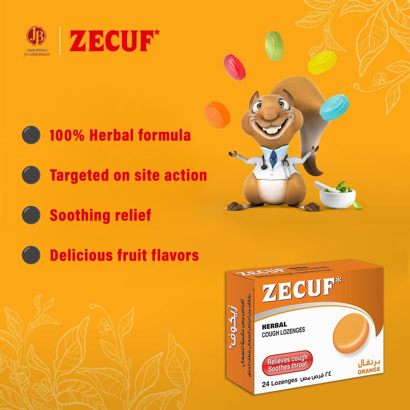 Zecuf Herbal Cough Orange Lozenges, Pack of 24's