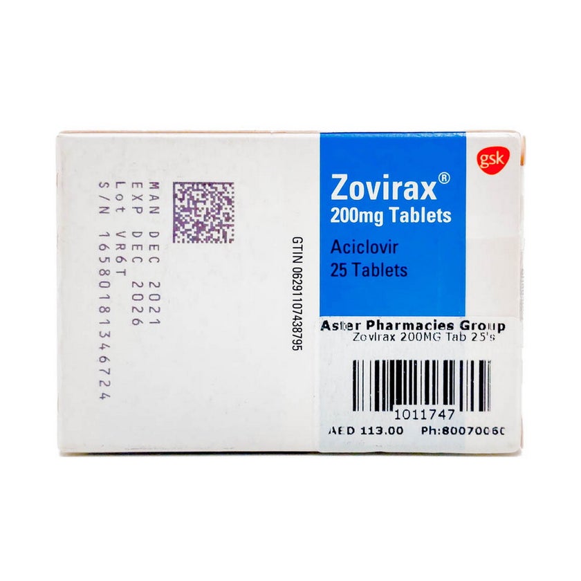 Zovirax 200mg Tablets, Pack of 25's