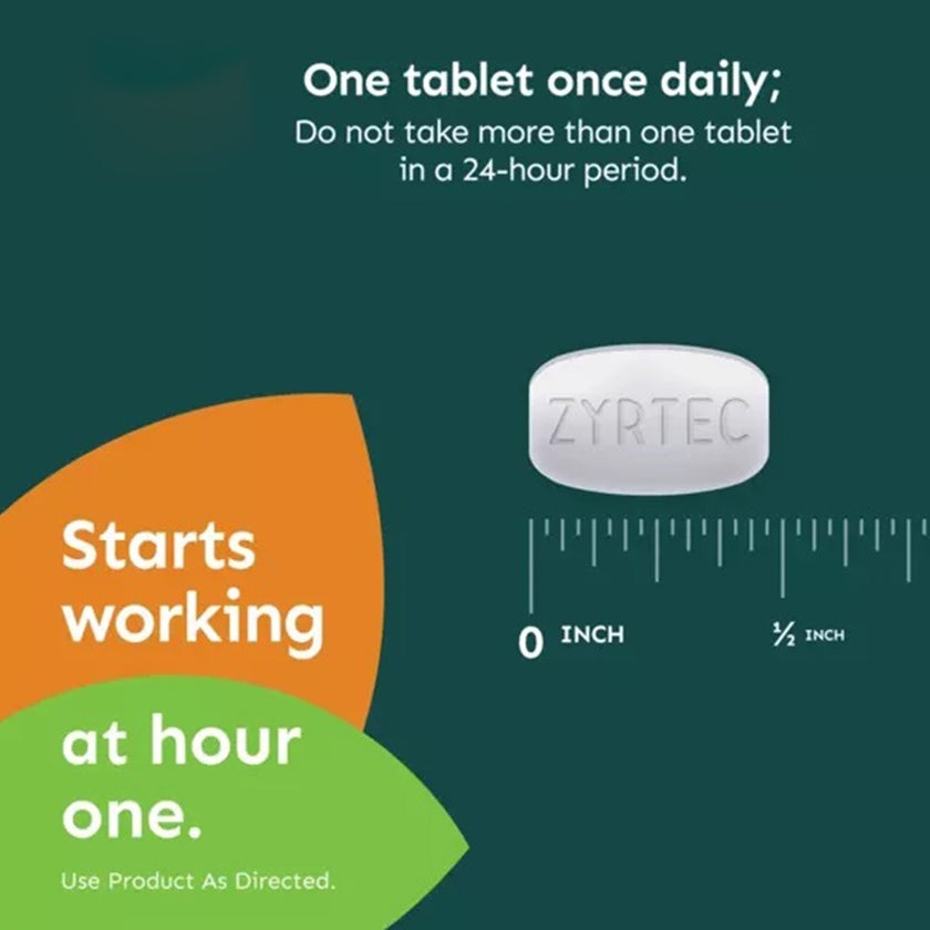 Zyrtec Tablets 10mg Cetirizine For Cold & Allergy Relief, Pack of 20’s 