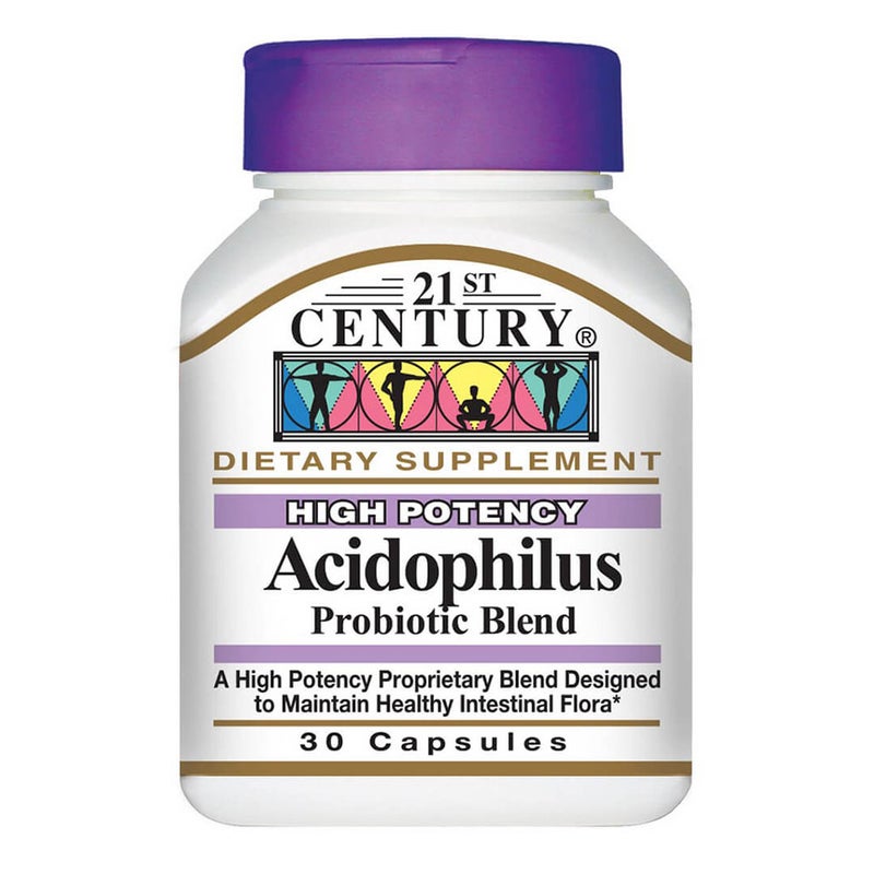 21st Century Acidophilus Probiotic Blend Capsules For Healthy Intestinal Flora, Pack of 30's