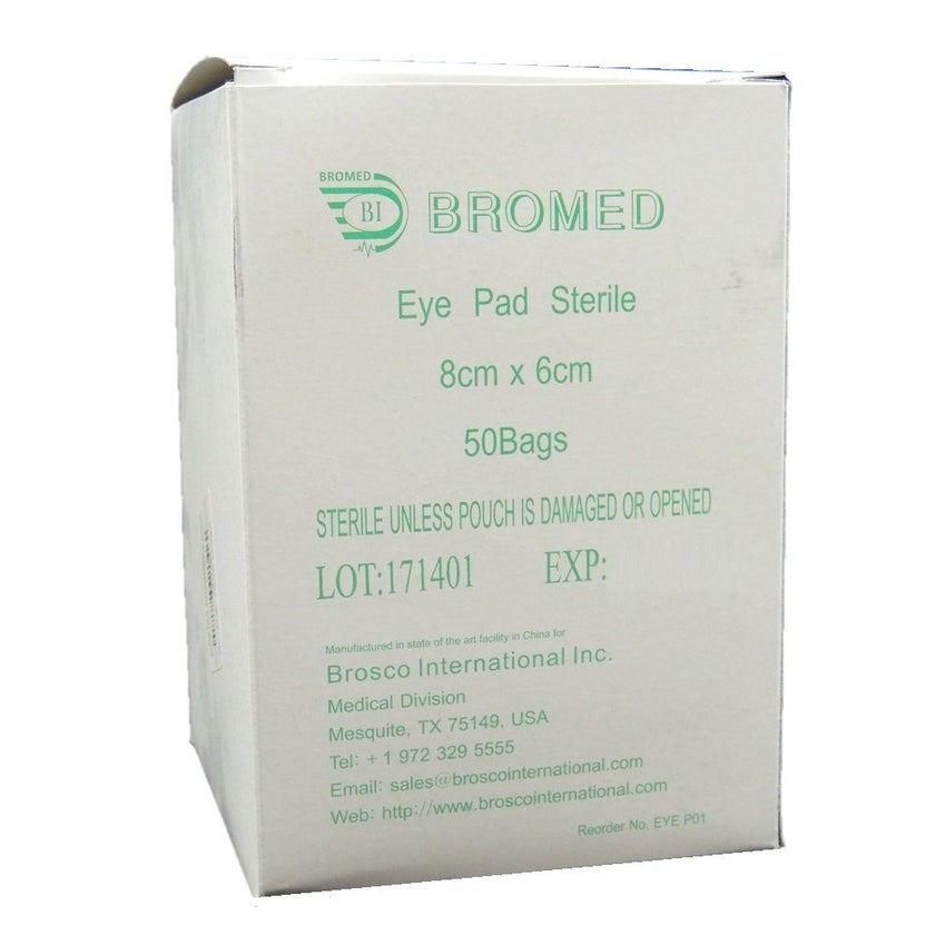 Bromed Eye Pad Sterile 8 x 6cm, Pack of 50's