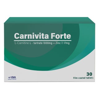 Eva Pharma Carnivita Forte L-Carnitine L-tartrate 1000mg, Zinc 7.17mg Film Coated Tablets, Pack of 30's