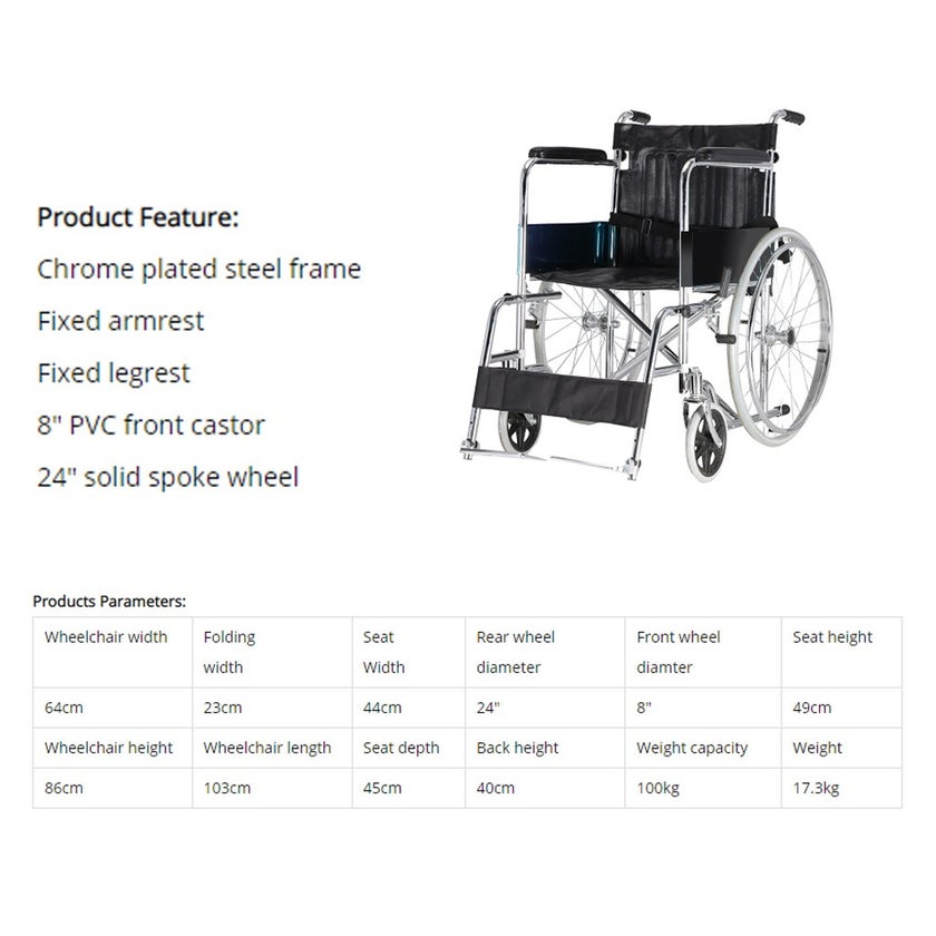 Dayang Regular Wheelchair For Disabled and Elderly, Model DY01809-46
