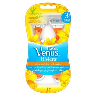 Gillette Venus Riviera Close & Clean In 1 Stroke Women's Disposable Razor, Pack of 2's