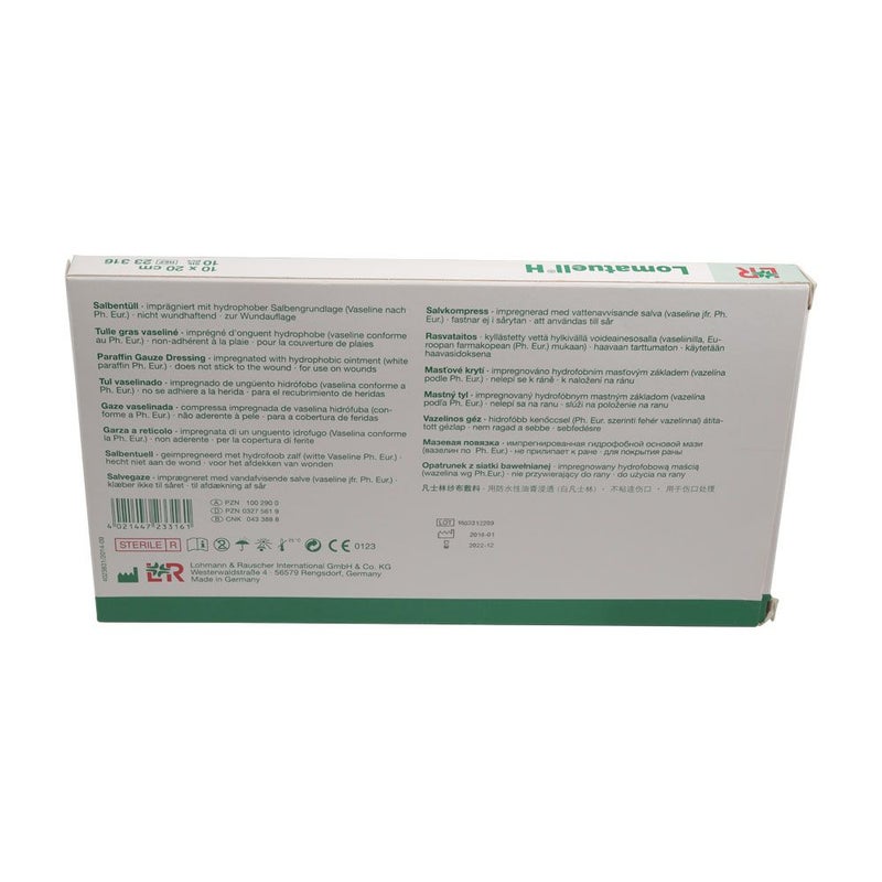 Lohmann & Rauscher Lomatuell H Paraffin Gauze Dressing 10 x 20 cm 10's