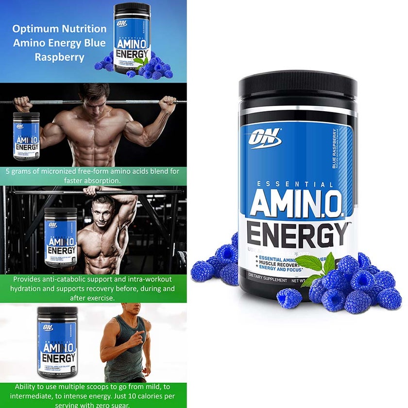 Optimum Nutrition Essential Amino Energy Blue Raspberry Flavour 30 Servings