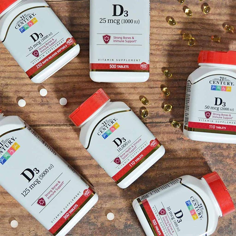 21st Century High Potency Vitamin D3-1000IU Tablets For Bone & Immune Health, Pack of 110's