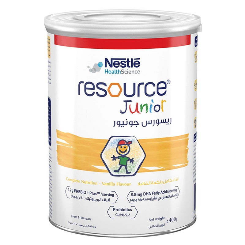 Nestle Resource Junior  Growing Up Children's Milk Formula For 1 To 10 Years Vanilla Flavour 400g