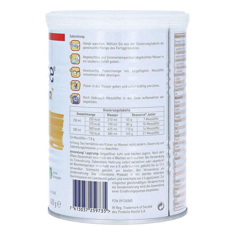 Nestle Resource Junior  Growing Up Children's Milk Formula For 1 To 10 Years Vanilla Flavour 400g