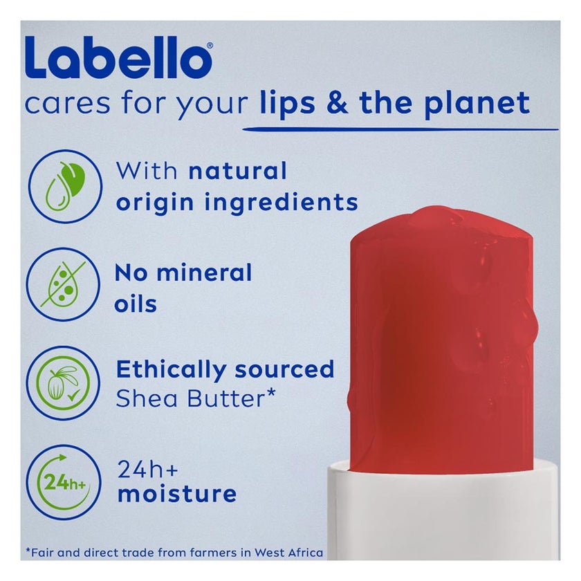 Labello 24H Moisture Pomegranate Shine Lip Balm 4.8g - Dark Red Tint