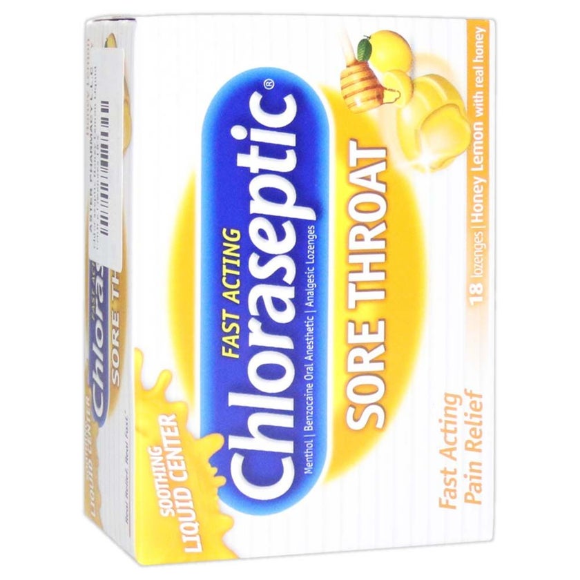 Chloraseptic Honey Lemon Liquid Center Lozenges, Pack of 18's