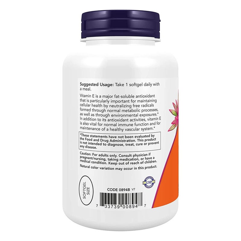 Now E-400 Vitamin E With Mixed Tocopherols Softgel For Antioxidant Protection, Pack of 50's