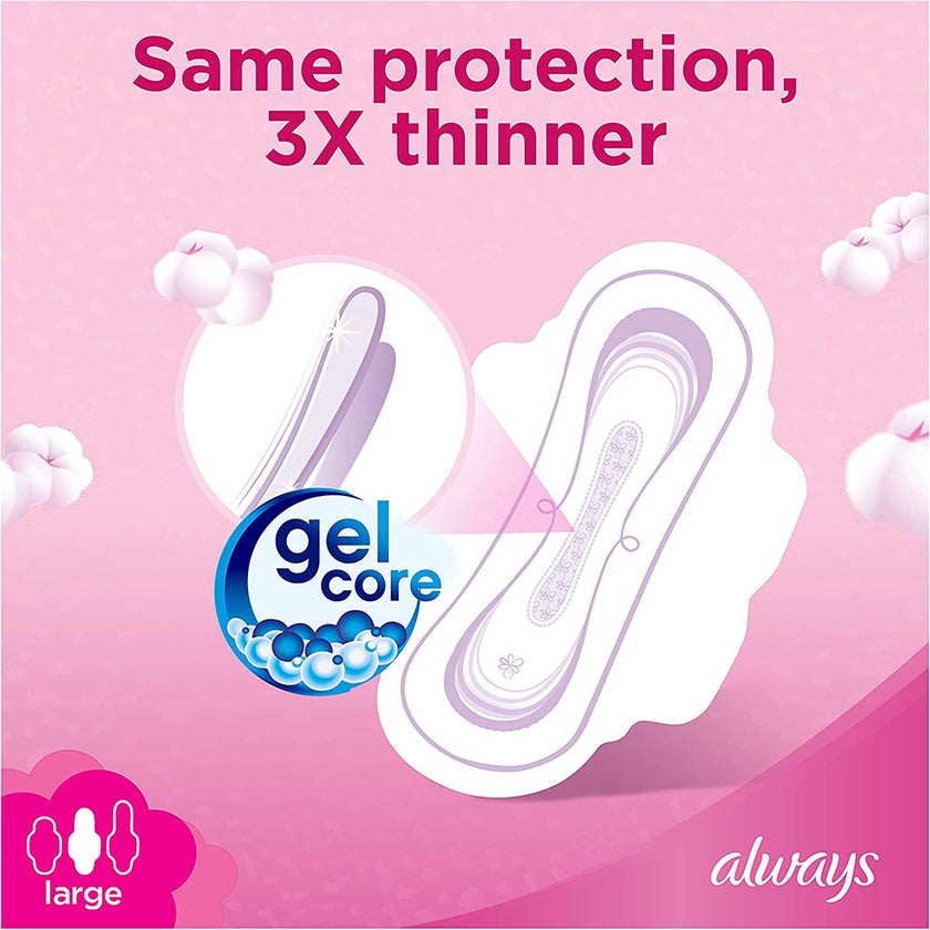 Always Cotton Soft Ultra Thin Large Sanitary Pads With Wings, Pack of 16's