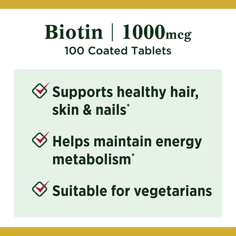 Nature's Bounty Biotin 1000 mcg Capsules 100's