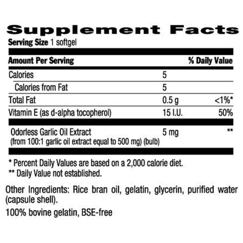 Country Life Nature's Garlic 500 mg Softgel With Rice Bran Oil & Vitamin E, Pack of 90's