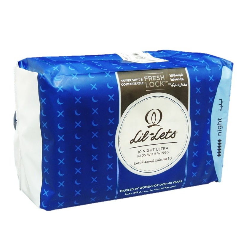 Lil-Lets Freshlock Night Ultra Pads with Wings, Pack of 10's