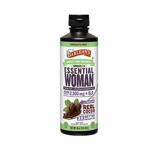 Barlean's Essential Woman 2300mg Vegan Omega 3 Evening Primrose Oil & Flax Seed Oil Supplement Liquid - Chocolate Mint  454g