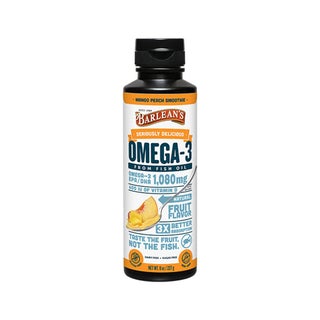 Barlean's Omega 3 1080mg Fish Oil Supplement Liquid - Mango Peach Smoothie Flavour 227g