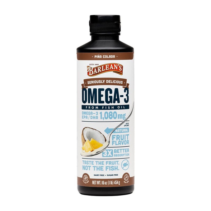 Barlean's Omega 3 1080mg Fish Oil Supplement Liquid - Pina Colada Flavour 227g