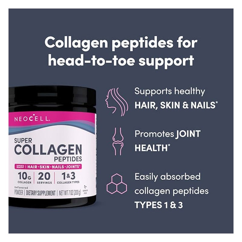 NeoCell Super Collagen Powder For Healthy Skin, Hair, Nails & Joint Support, Unflavoured 200 g