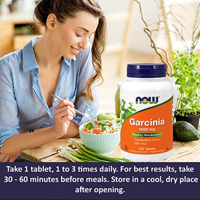 Now Garcinia 1000mg Vegetarian Tablets For Healthy Metabolism, Pack of 120's